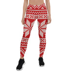 Scotstee Shop - Christmas Sweater Knitting Pattern Red Women Christmas Leggings