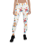 Scotstee Shop - Christmas Trees Santa and a cute Cheerful Deer drinking Champagne Gift Boxes and Snowflakes Women Christmas Leggings