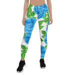 Mother's Day Gift, Mother's Day Leggings Blue Roses Watercolor Women's Leggings