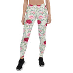Mother's Day Gift, Mother's Day Leggings Classy Floral Pattern Pink Rose Garden Women's Leggings