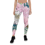 Mother's Day Gift, Mother's Day Leggings Cute Girly Blush Pink and White Floral Women's Leggings