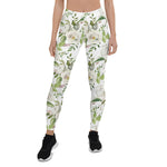Mother's Day Gift, Mother's Day Leggings Elegant Antique White Rose Botanical Pattern Women's Leggings