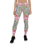 Mother's Day Gift, Mother's Day Leggings Elegant Leopard and Rose Floral Women's Leggings