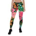 Mother's Day Gift, Mother's Day Leggings Elegant Pink watercolor Floral Bouquet Women's Leggings