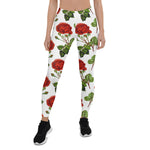 Mother's Day Gift, Mother's Day Leggings Elegant Red Roses Floral Flowers Women's Leggings