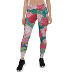 Mother's Day Gift, Mother's Day Leggings Elegant Victorian Watercolor Red and Pink Roses Women's Leggings