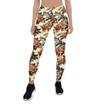 Mother's Day Gift, Mother's Day Leggings Floral pattern with red and orange Roses Flower Women's Leggings