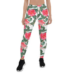 Mother's Day Gift, Mother's Day Leggings Floral Red Camellia Flowers Women's Leggings