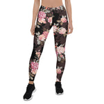 Mother's Day Gift, Mother's Day Leggings Garden Flower Rose Dark Pattern Women's Leggings
