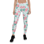 Mother's Day Gift, Mother's Day Leggings Green Rose Flower Women's Leggings