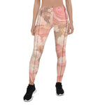 Mother's Day Gift, Mother's Day Leggings Pink Country Chic Roses Gadern and Wood Women's Leggings