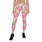 Mother's Day Gift, Mother's Day Leggings Pink Peonies Watercolor Flower Women's Leggings