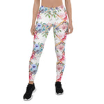 Mother's Day Gift, Mother's Day Leggings Pink Roses Boho Trellis Watercolour Flowers Women's Leggings