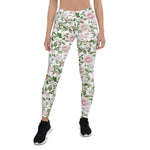 Mother's Day Gift, Mother's Day Leggings Pink Roses Vintage Watercolor Floral Women's Leggings