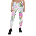 Mother's Day Gift, Mother's Day Leggings Pink Roses Watercolor Floral Pattern Women's Leggings