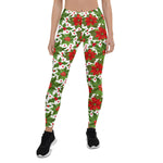 Mother's Day Gift, Mother's Day Leggings Poinsettia Garden Pattern Women's Leggings