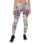 Mother's Day Gift, Mother's Day Leggings Purple Blush Pink Floral Green Watercolor Women's Leggings