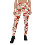Mother's Day Gift, Mother's Day Leggings Red Pink Roses Poppies Trendy Girly Women's Leggings