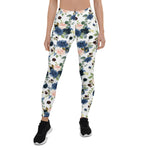Mother's Day Gift, Mother's Day Leggings Rose Blush Pink Navy Blue Bouquet Women's Leggings