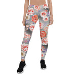 Mother's Day Gift, Mother's Day Leggings Rose Orange Flower Pattern Women's Leggings