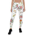 Mother's Day Gift, Mother's Day Leggings Rose Pink Elegant Floral Watercolor Women's Leggings