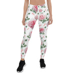 Mother's Day Gift, Mother's Day Leggings Scatter Pink Roses Pattern Women's Leggings
