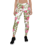Mother's Day Gift, Mother's Day Leggings Seamless Watercolor Flowers Pink Roses Women's Leggings