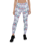 Mother's Day Gift, Mother's Day Leggings Unicorn Pink & Blue Rose Pattern Women's Leggings