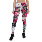 Mother's Day Gift, Mother's Day Leggings Victorian Rose Floral Pink Women's Leggings