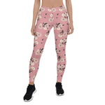 Mother's Day Gift, Mother's Day Leggings Vintage flower seamless pattern on pink Women's Leggings