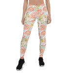 Mother's Day Gift, Mother's Day Leggings Vintage Pattern with Blooming Rose Hips and Fruits Women's Leggings