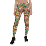Mother's Day Gift, Mother's Day Leggings Vintage Rose Garden in Teal Women's Leggings