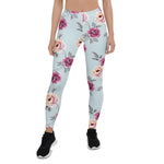 Mother's Day Gift, Mother's Day Leggings Violet and yellow Flowers with Leaves Women's Leggings