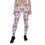 Mother's Day Gift, Mother's Day Leggings Watercolor Floral Rose Purple Pattern Women's Leggings