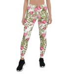 Mother's Day Gift, Mother's Day Leggings Watercolor Flowers Pink Roses Floral Women's Leggings