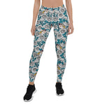 Mother's Day Gift, Mother's Day Leggings White Rose Flowers and Goldfinch Birds Women's Leggings