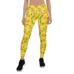 Mother's Day Gift, Mother's Day Leggings Yellow watercolor Roses pattern Women's Leggings