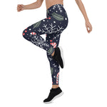 Scotstee Shop - Christmas Candy Cane Pattern Navy Blue Snowflakes Funny Christmas Women's Leggings