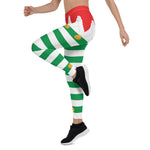 Scotstee Shop - Christmas Elf Red and Green Stripe Holiday Women's Leggings