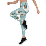 Scotstee Shop - Christmas Gift Llama Pattern Gift Blue Xmas Women's Leggings