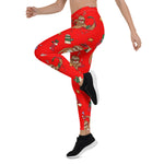 Scotstee Shop - Lovely Christmas Sloth pattern Red Halloween Women's Leggings