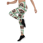 Scotstee Shop - Modern Elegant Custom Pet Photo Pattern Green Halloween Women's Leggings