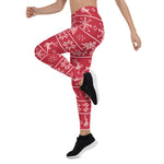 Scotstee Shop - Modern Nordic Knit Ugly Sweater Red White Pattern Halloween Women's Leggings