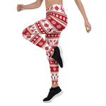 Scotstee Shop - Christmas Red and White Deer and Trees Women Christmas Leggings