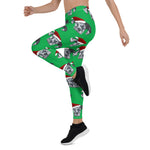 Scotstee Shop - Christmas Red Realistic Great Dane with Santa Hat Women Christmas Leggings