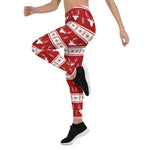 Scotstee Shop - Christmas Red Scandinavian Deer Antler Fair Isle Women Christmas Leggings