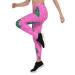 Scotstee Shop - Christmas Tree and Snowfall on Pink Women Christmas Leggings