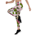 Mother's Day Gift, Mother's Day Leggings Apple Blossoms Wild Flower and Bees Women's Leggings