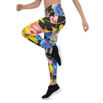 Mother's Day Gift, Mother's Day Leggings Beautiful Summer Flowers with Roses Floral Women's Leggings