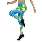 Mother's Day Gift, Mother's Day Leggings Blue Roses Watercolor Women's Leggings